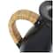 19" Black Ceramic Jug Vase with Rattan Wrapped Handles